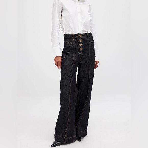 **SOLD** NA-KD Gold Button Detail Denim - Picture 3 of 8